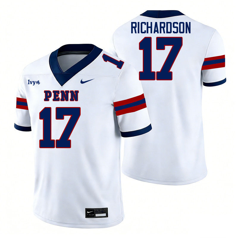 Pennsylvania Quakers #17 Jared Richardson College Football Jerseys,Uniforms Stitched-White